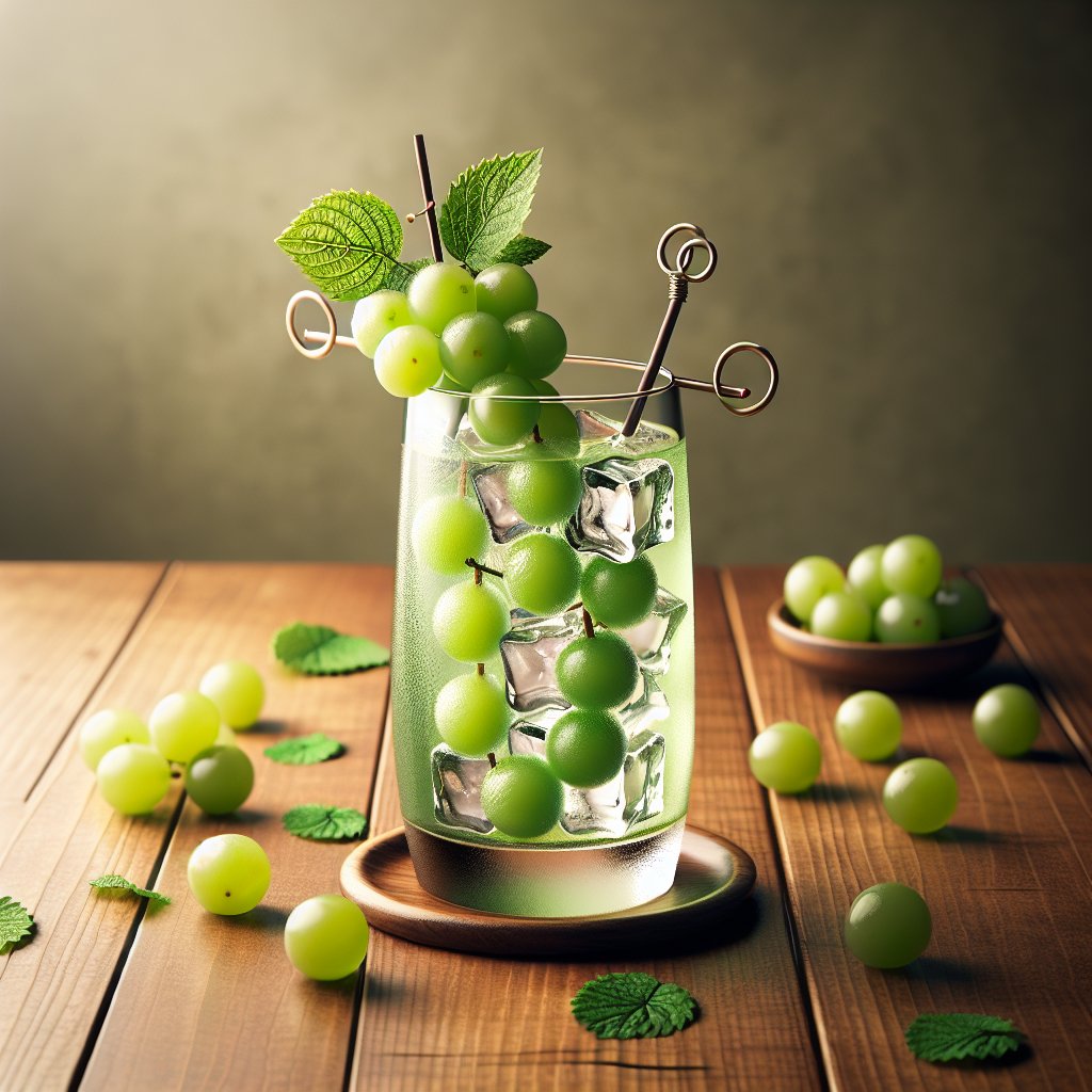 Ly nước Green Grape Soju đặc trưng vị Hàn Quốc, màu sắc tươi mát