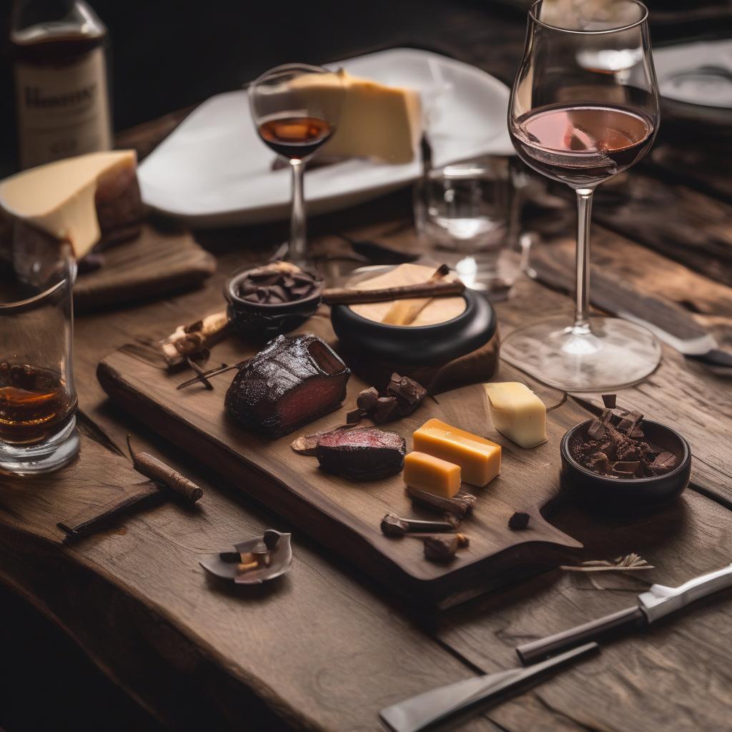 Món ăn kèm lý tưởng với rượu Hennessy như phô mai, thịt bò nướng, chocolate