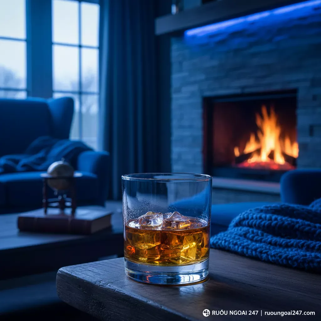 Review Chivas 12 – Hương vị, cảm nhận & nên mua không? 3 2. Ly Chivas 12 bên lò sưởi ấm cúng