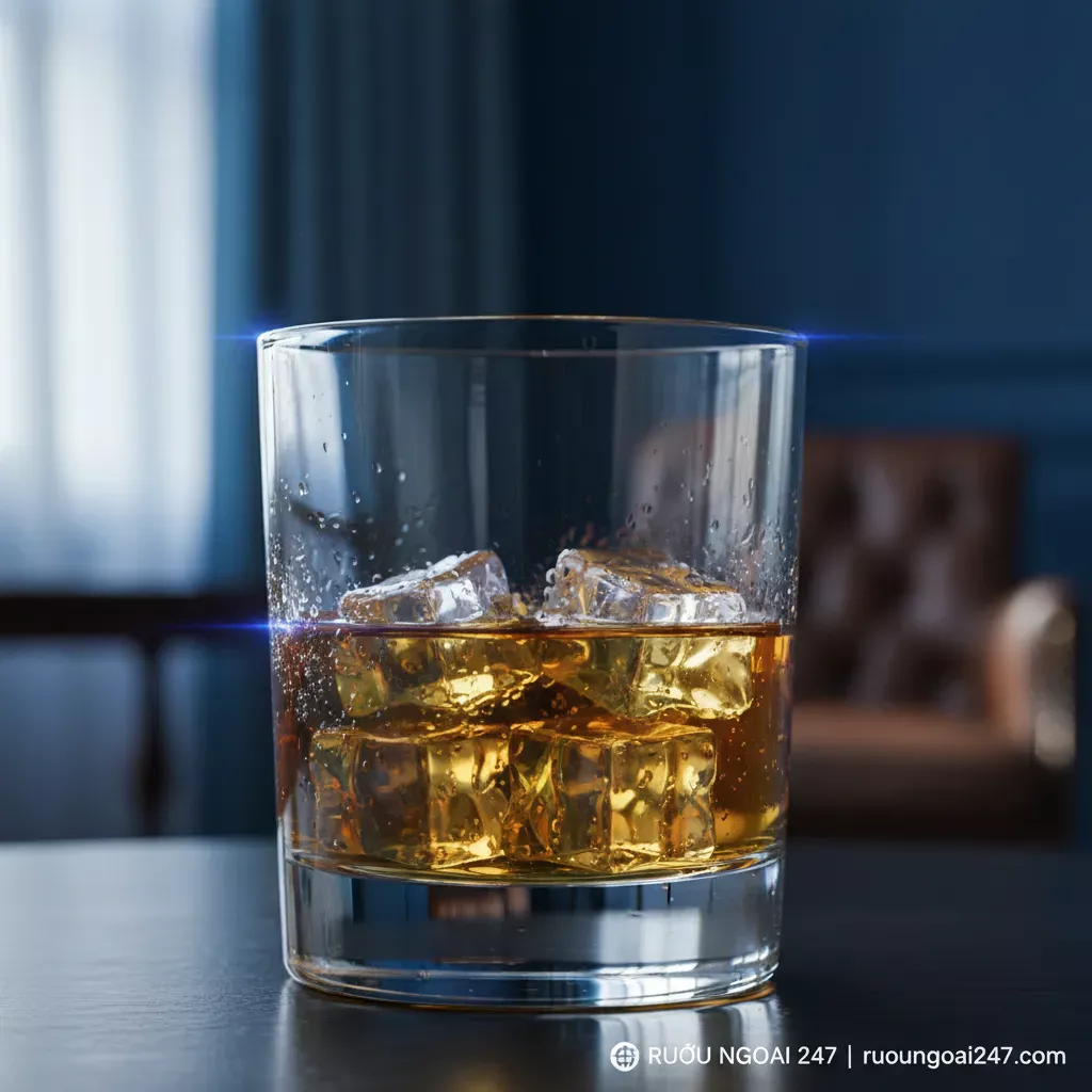 Review Chivas 18 – Sang trọng & đẳng cấp whisky Scotch 4 3. Cận cảnh ly whisky màu hổ phách lấp lánh